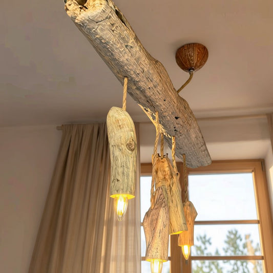 Luminaire en bois flotté et dérivé