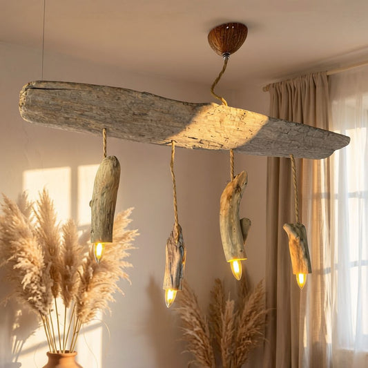 Luminaire en bois flotté et dérivé